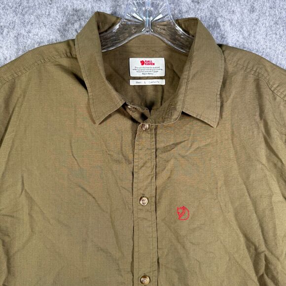 Fjallraven Ovik Lite Short Sleeve Shirt Mens Size Large Green Button Front - Picture 1 of 13